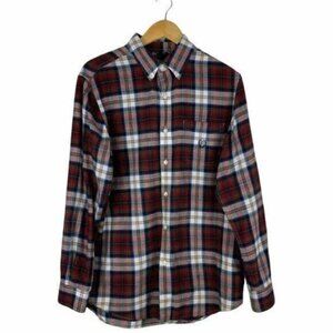 Chaps Men's Red Plaid Long Sleeve Button Down Cotton Oxford Shirt US M